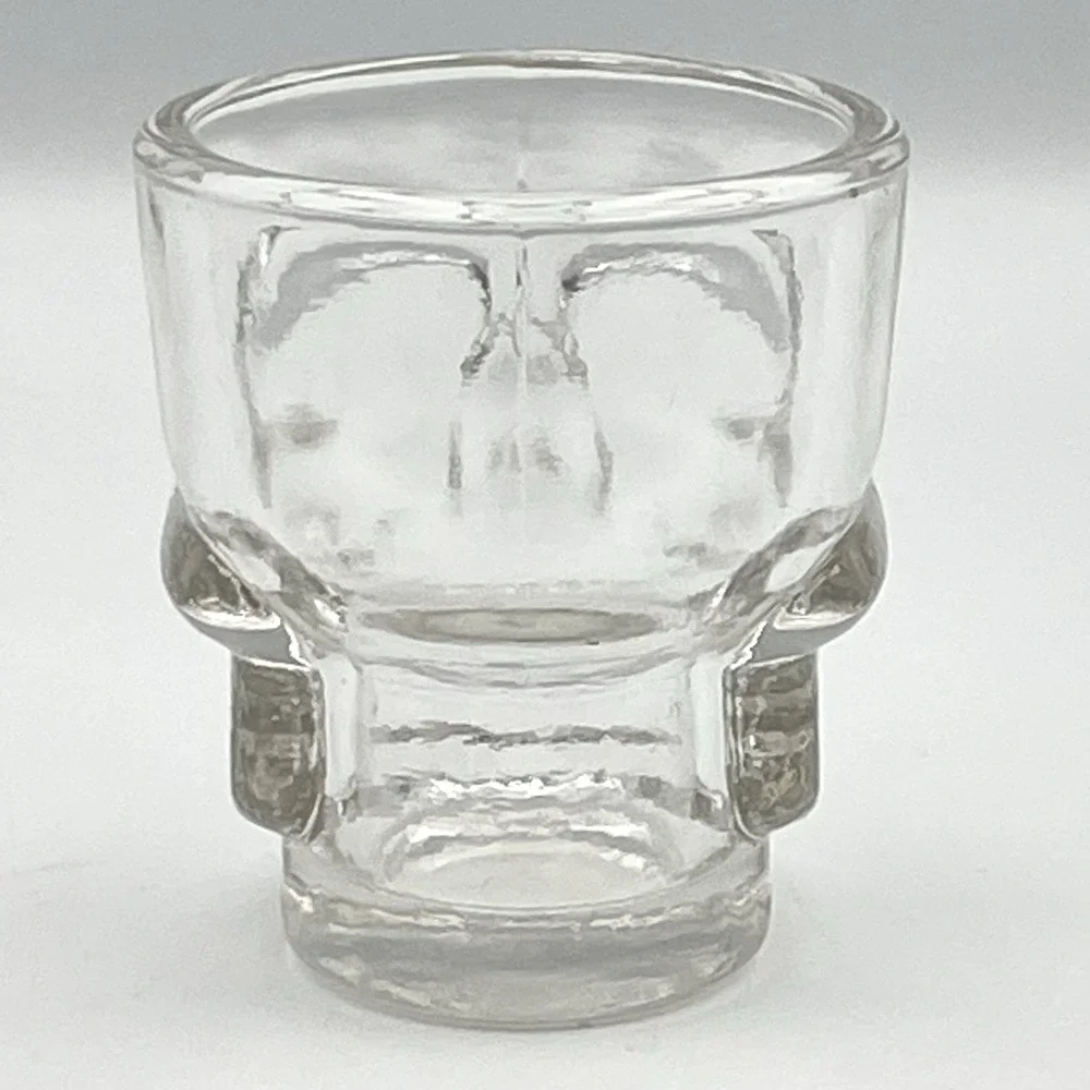 Skull Head Skeleton Face Shot‎ Glass Clear Pressed Glass Toothpick Holder